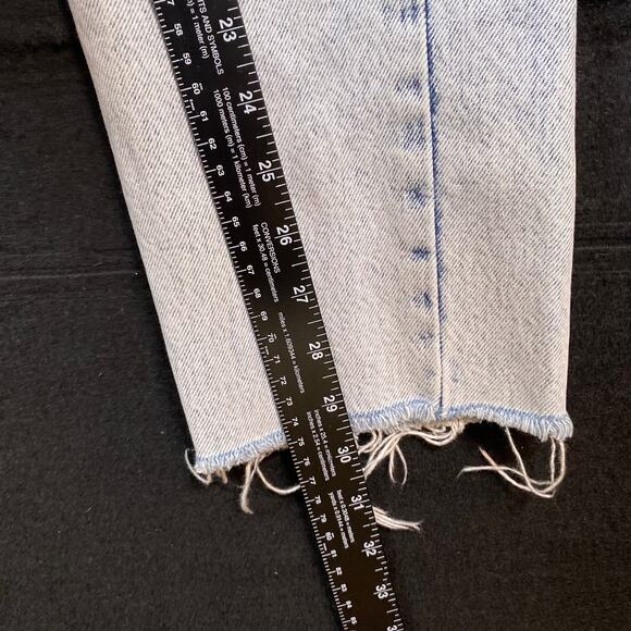 Boohoo Man Mens Jeans Blue Denim Slim Straight Raw Hems Distress 100% Cotton 28R - Picture 9 of 16